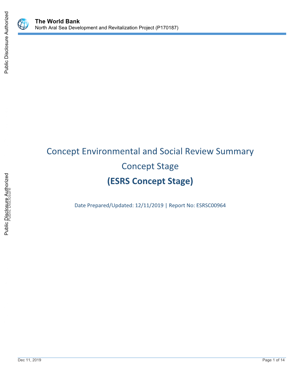 North Aral Sea Development and Revitalization Project (P170187) Public Disclosure Authorized