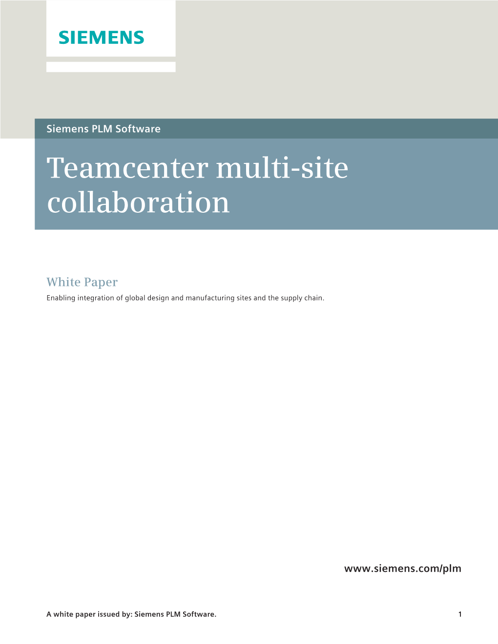 Teamcenter Multi-Site Collaboration White Paper
