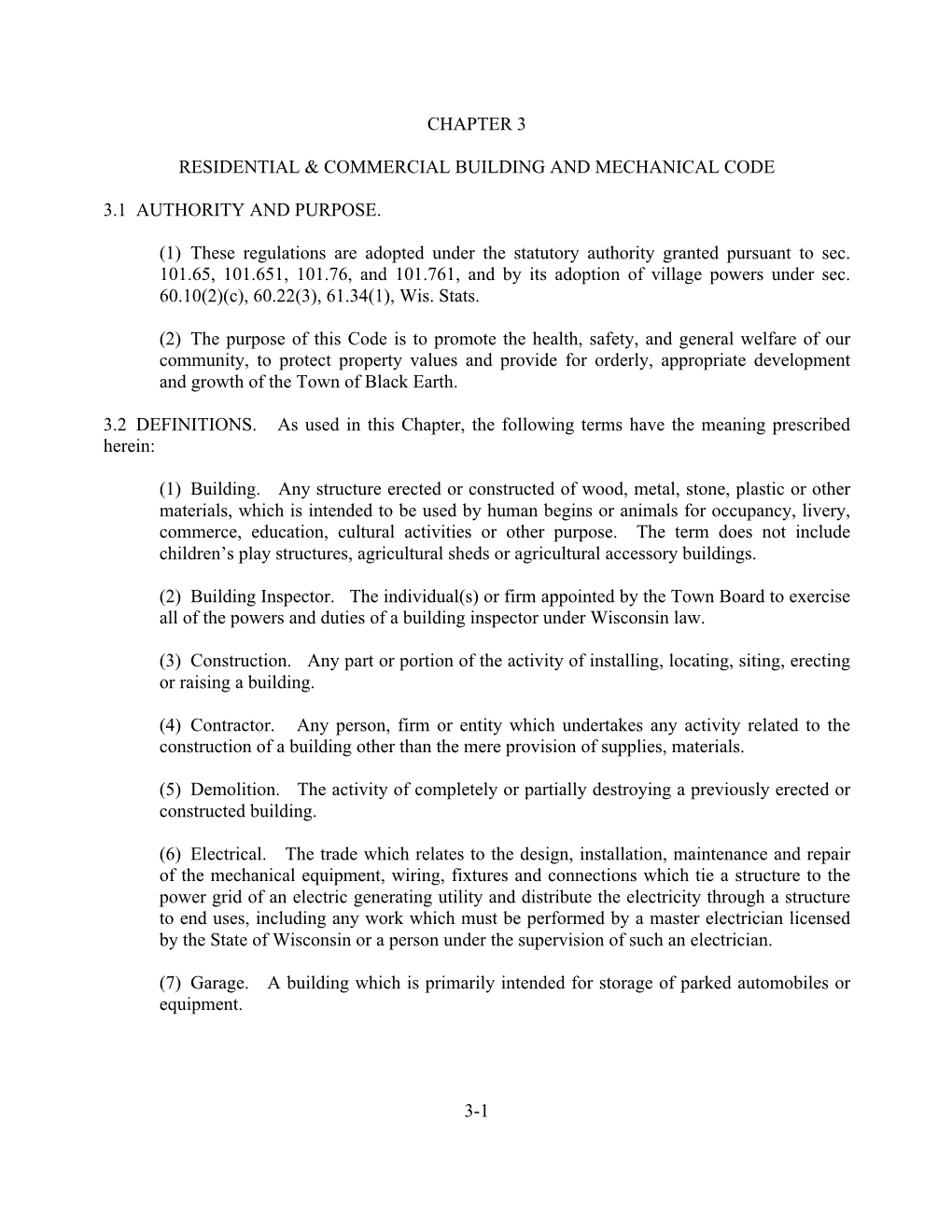 Chapter 3: Residential & Commercial Building and Commercial Code