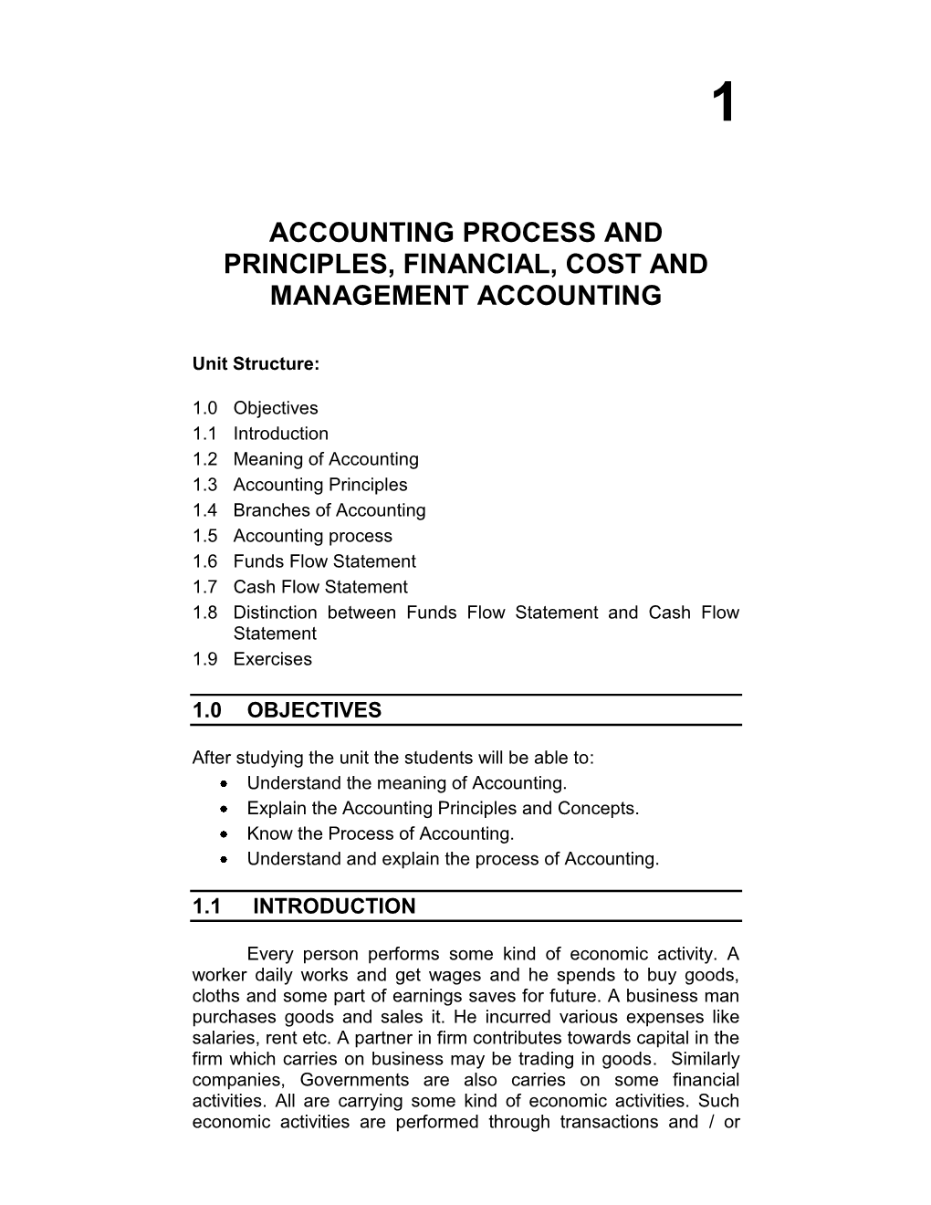 Accounting Process and Principles, Financial, Cost and Management Accounting