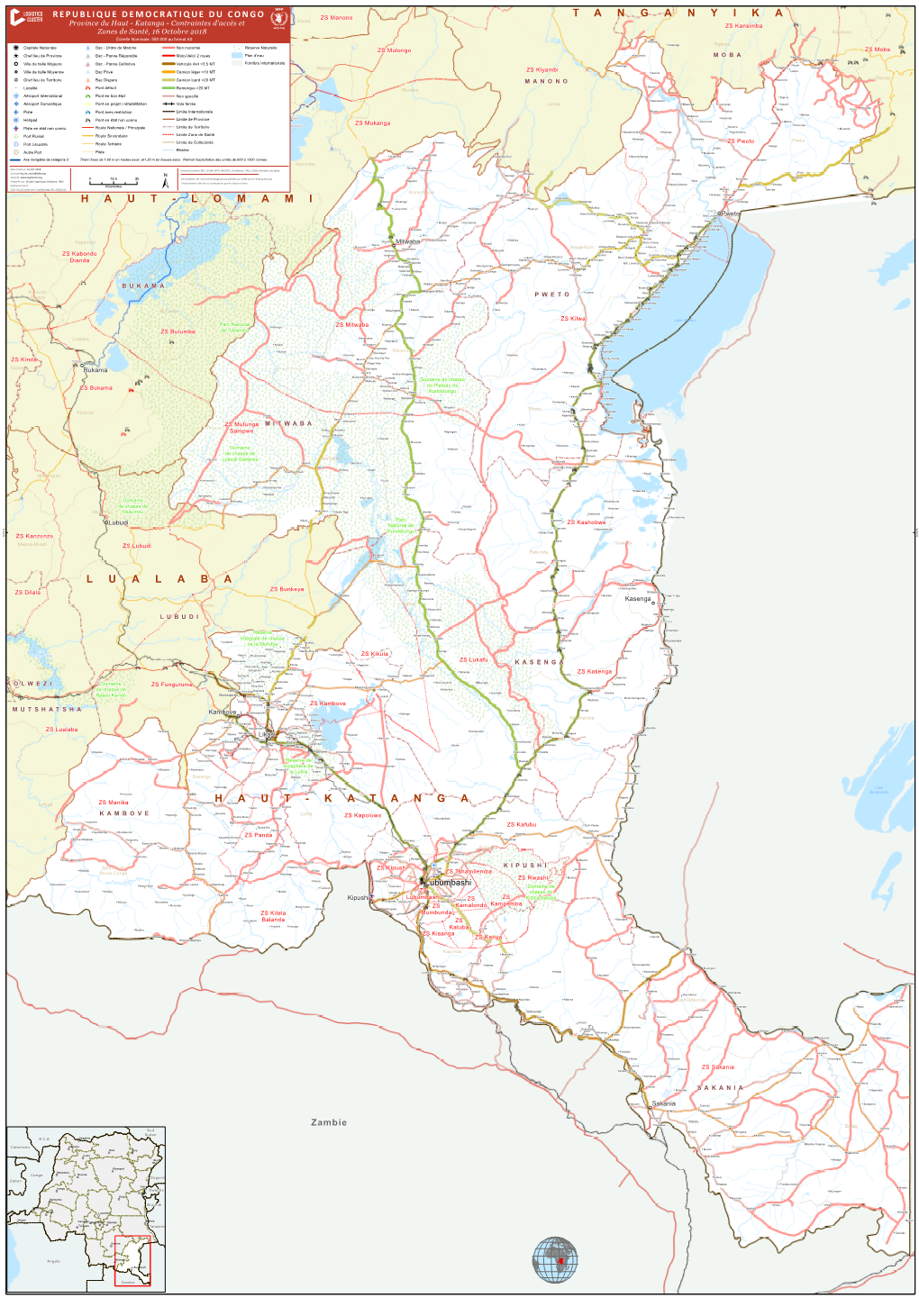 Katanga - Contraintes D'accès Et F ZS Kansimba H K a B O N G O Kayabala Zones De Santé, 16 Octobre 2018