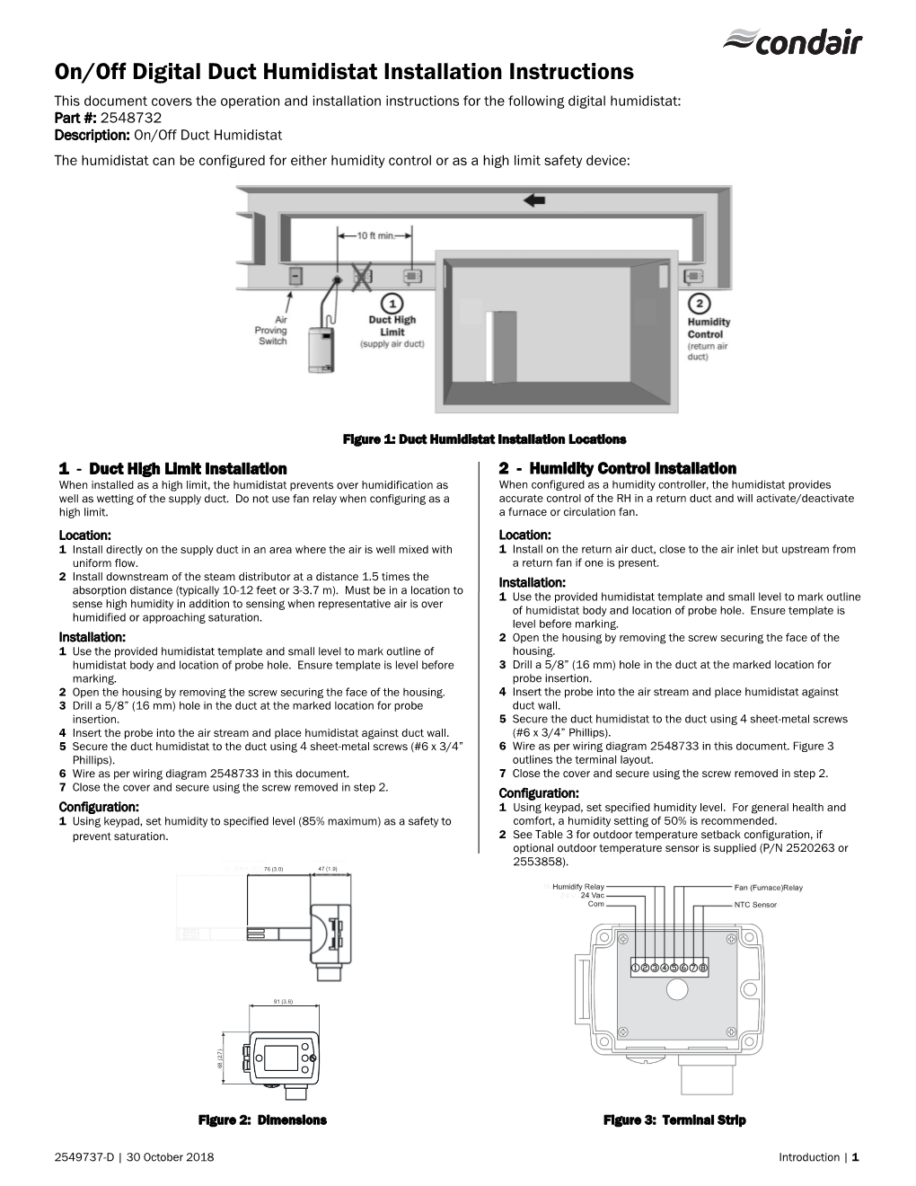 2549737-E on Off Duct Humidistat Installation