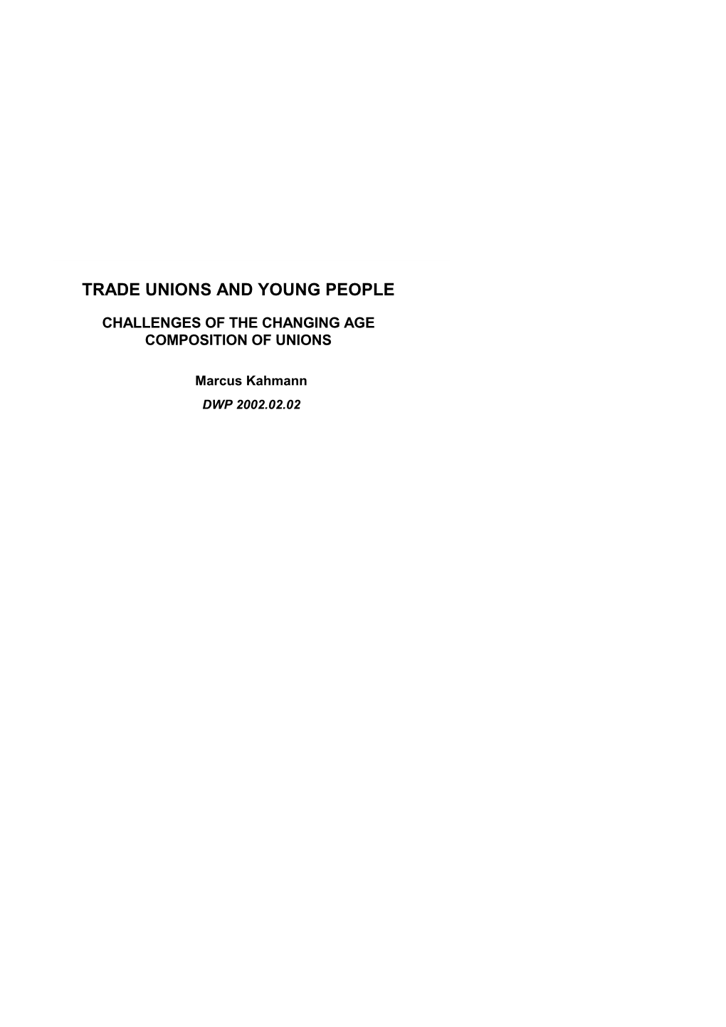 Trade Unions and Young People