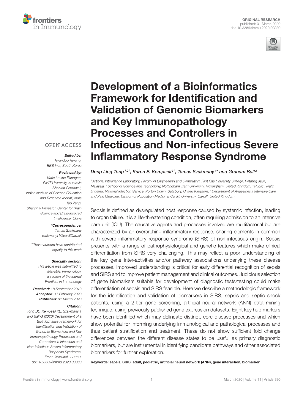 Development of a Bioinformatics Framework for Identification And