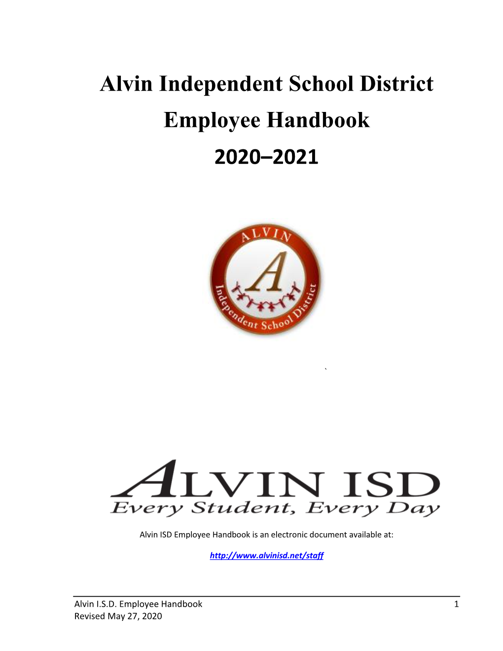 Alvin Independent School District Employee Handbook 2020–2021