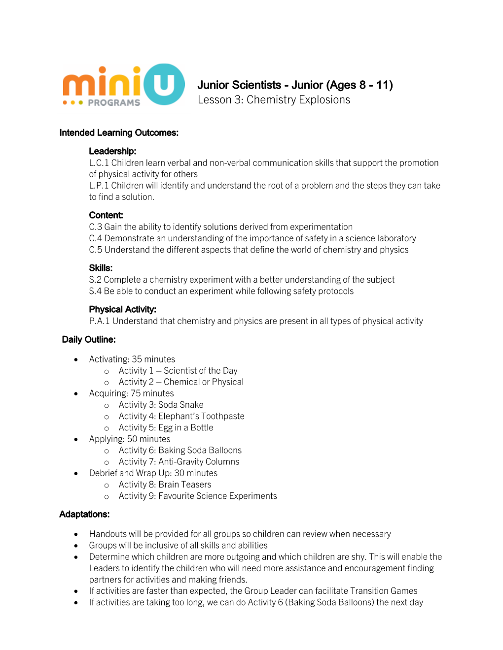 Junior Scientists - Junior (Ages 8 - 11) Lesson 3: Chemistry Explosions