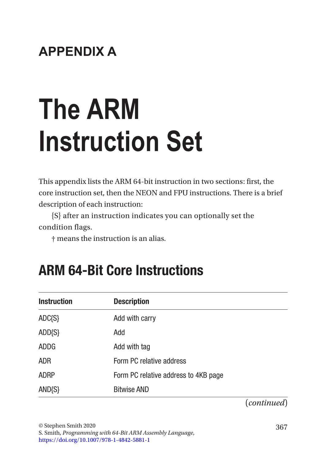 The ARM Instruction Set