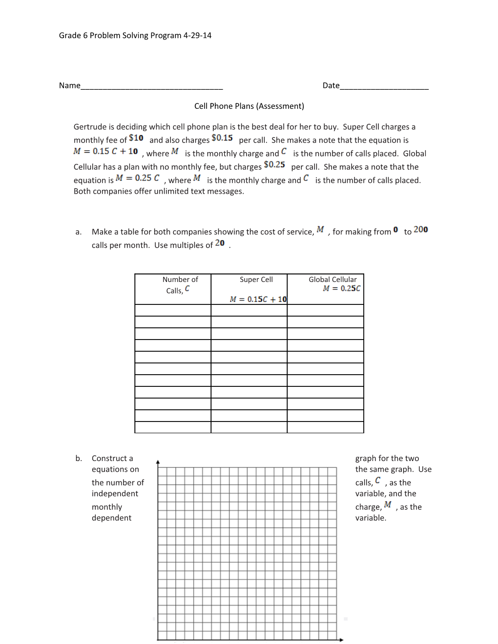 Grade 6 Problem Solving Program 4-29-14