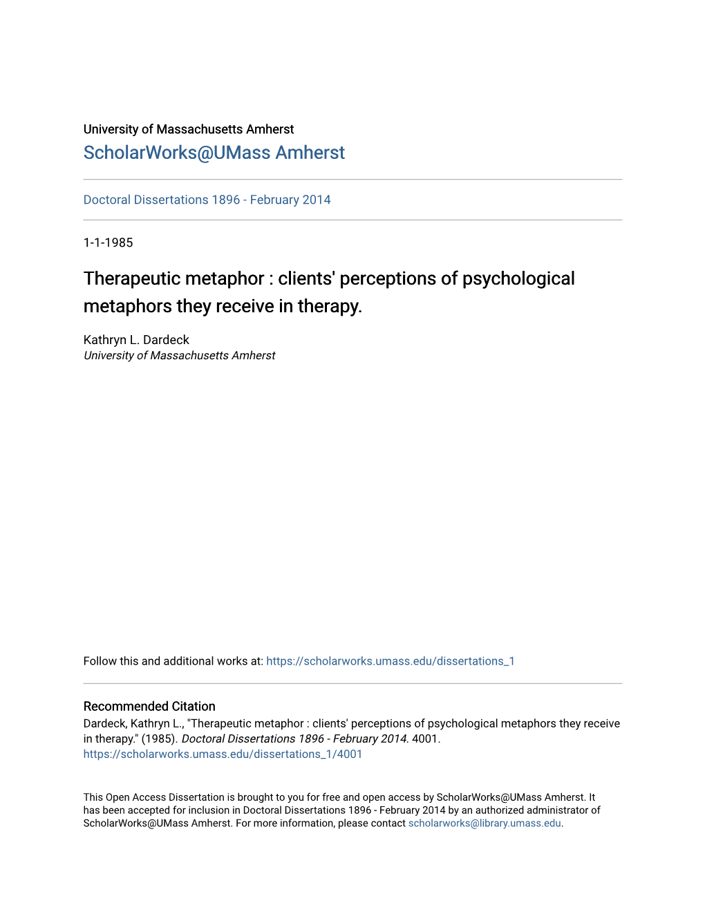 Clients' Perceptions of Psychological Metaphors They Receive in Therapy