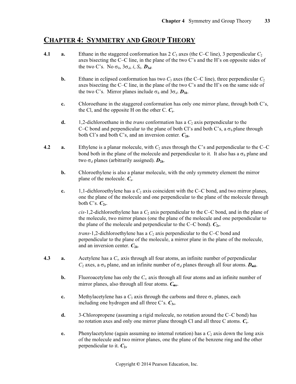 Chapter 4: Symmetry and Group Theory