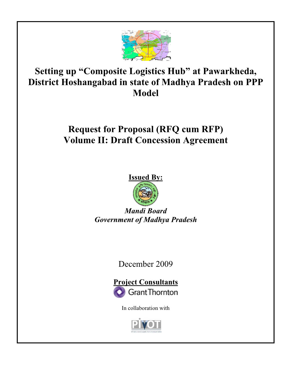 Setting up “Composite Logistics Hub” at Pawarkheda, District Hoshangabad in State of Madhya Pradesh on PPP Model