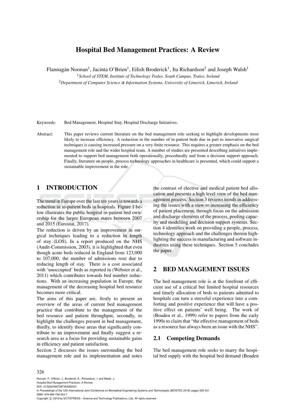 Hospital Bed Management Practices: a Review