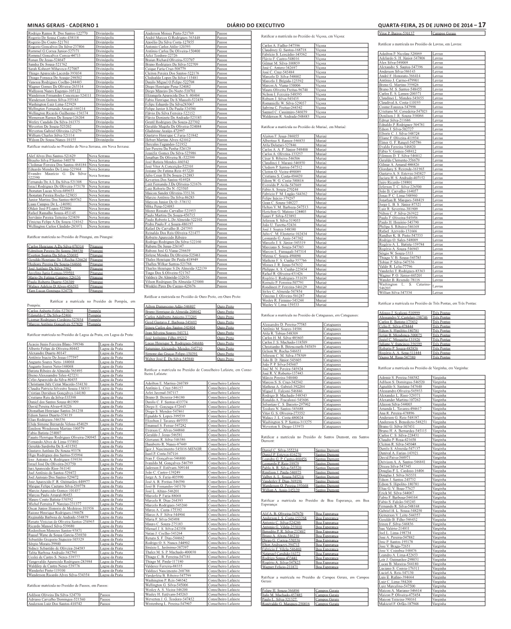 Caderno 1 Diário Do Executivo Quarta-Feira, 25 De Junho De 2014 – 17 Rodrigo Ramos R