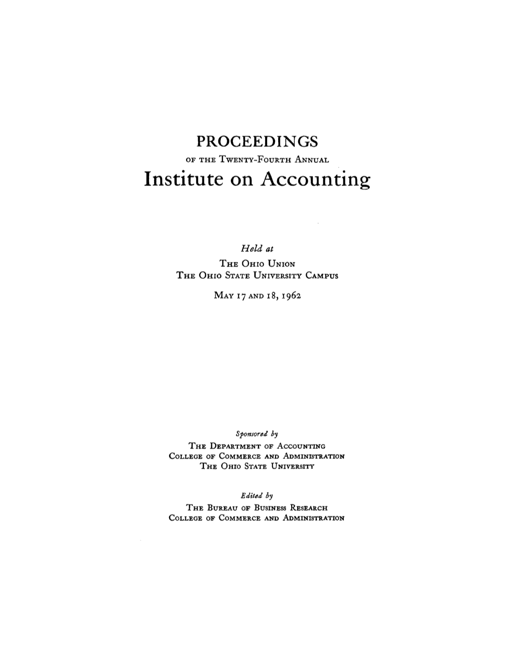 Institute on Accounting