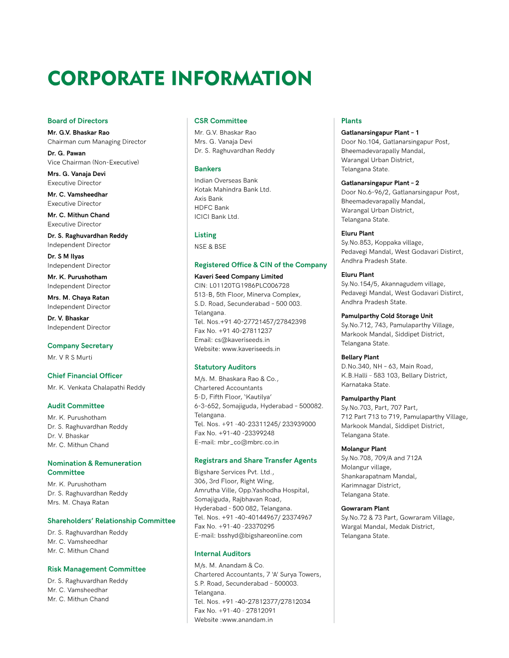 Corporate Information