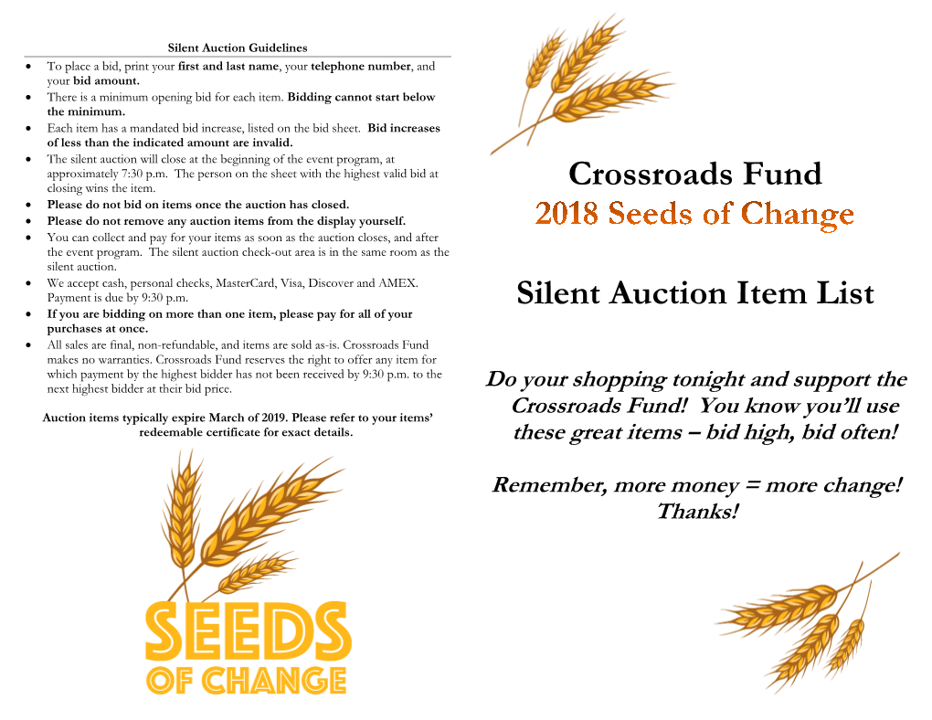 B18 Silent Auction Book-Final.Pdf