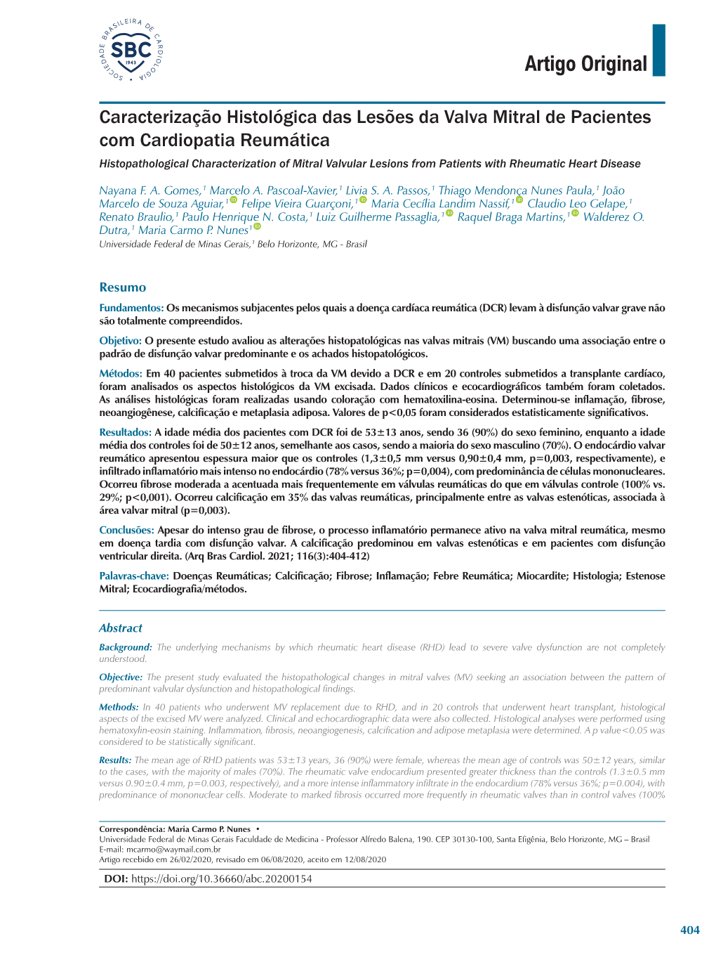 Histopathological Characterization of Mitral Valvular Lesions from Patients with Rheumatic Heart Disease