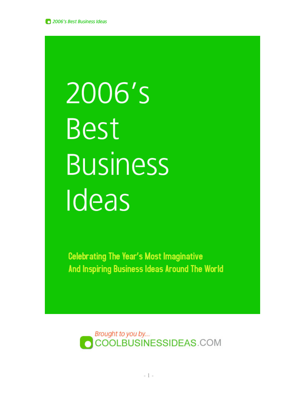2006'S Best Business Ideas