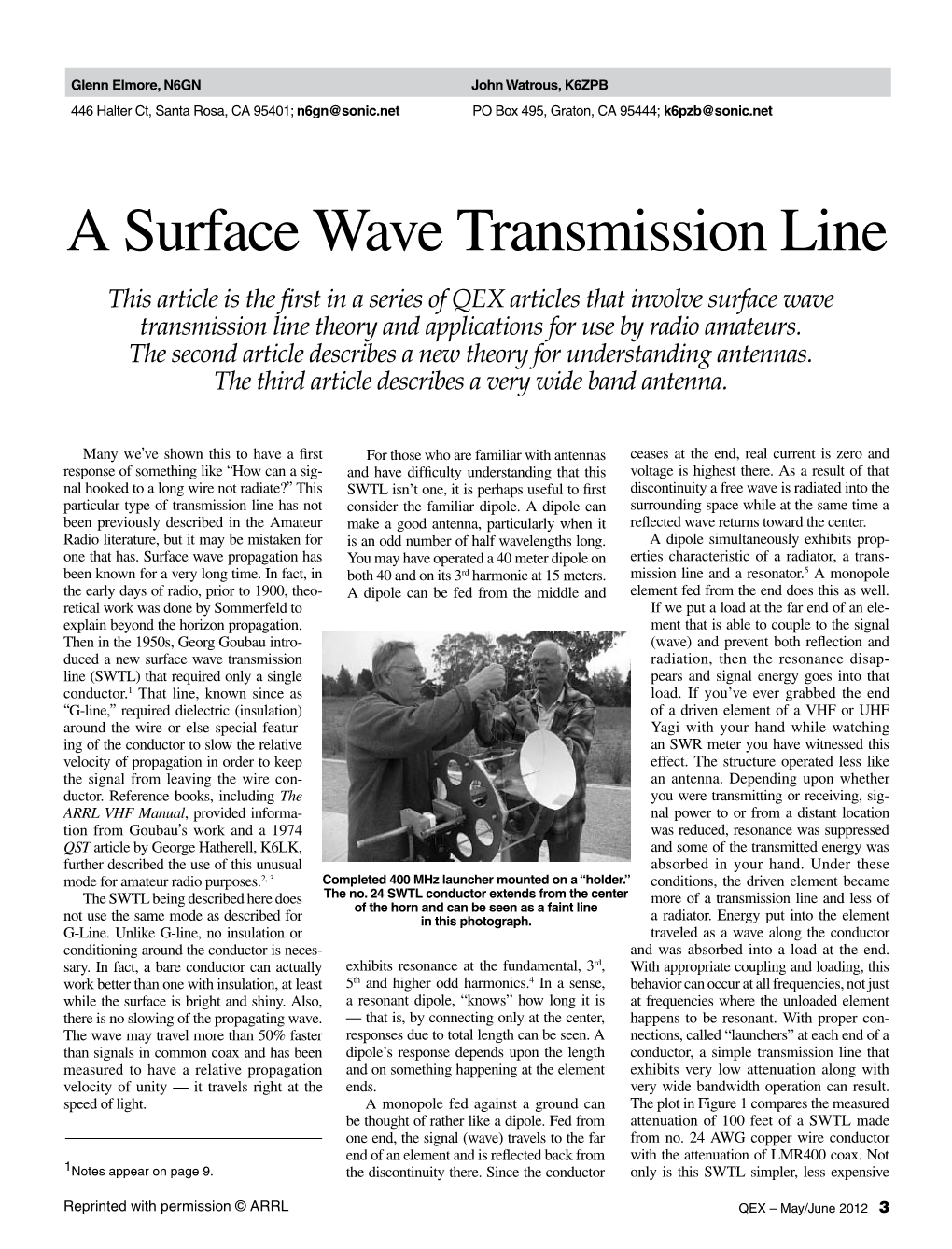 A Surface Wave Transmission Line