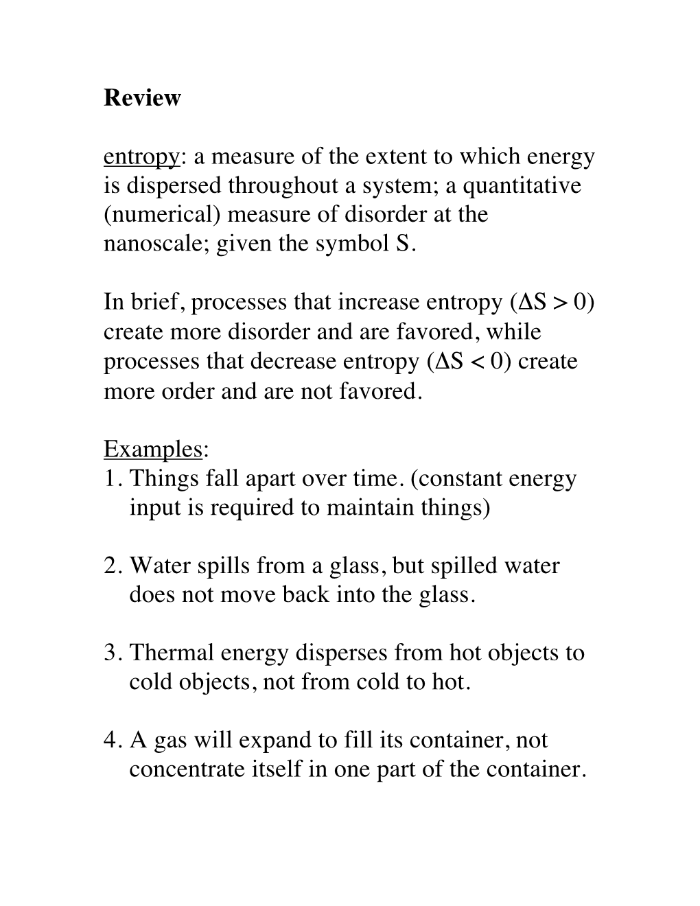 Review Entropy: a Measure of the Extent to Which Energy Is Dispersed