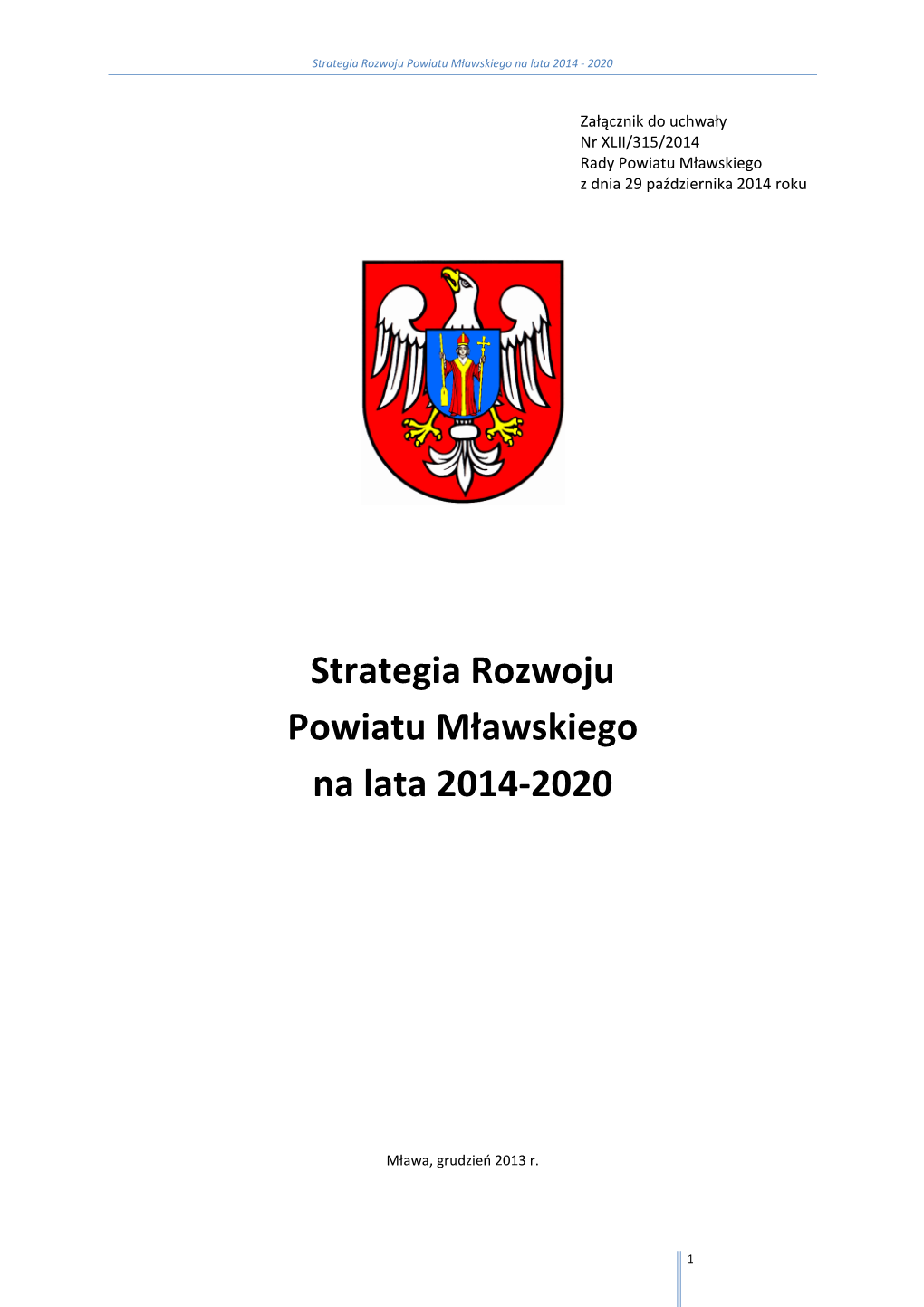 Strategia Rozwoju Powiatu Mławskiego Na Lata 2014-2020