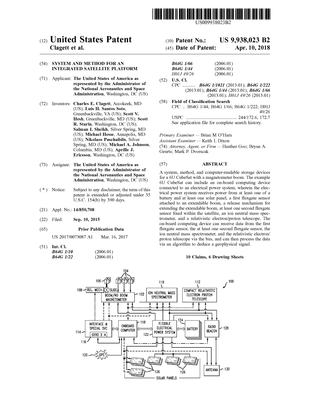 (12) United States Patent (To) Patent No.: US 9,938,023 B2 Clagett Et Al