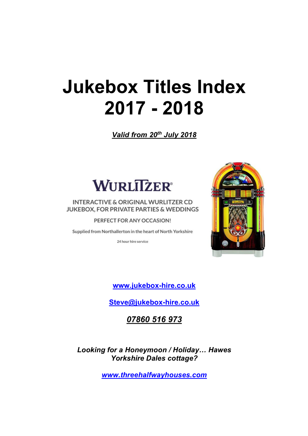 Jukebox Titles Index 2017 - 2018