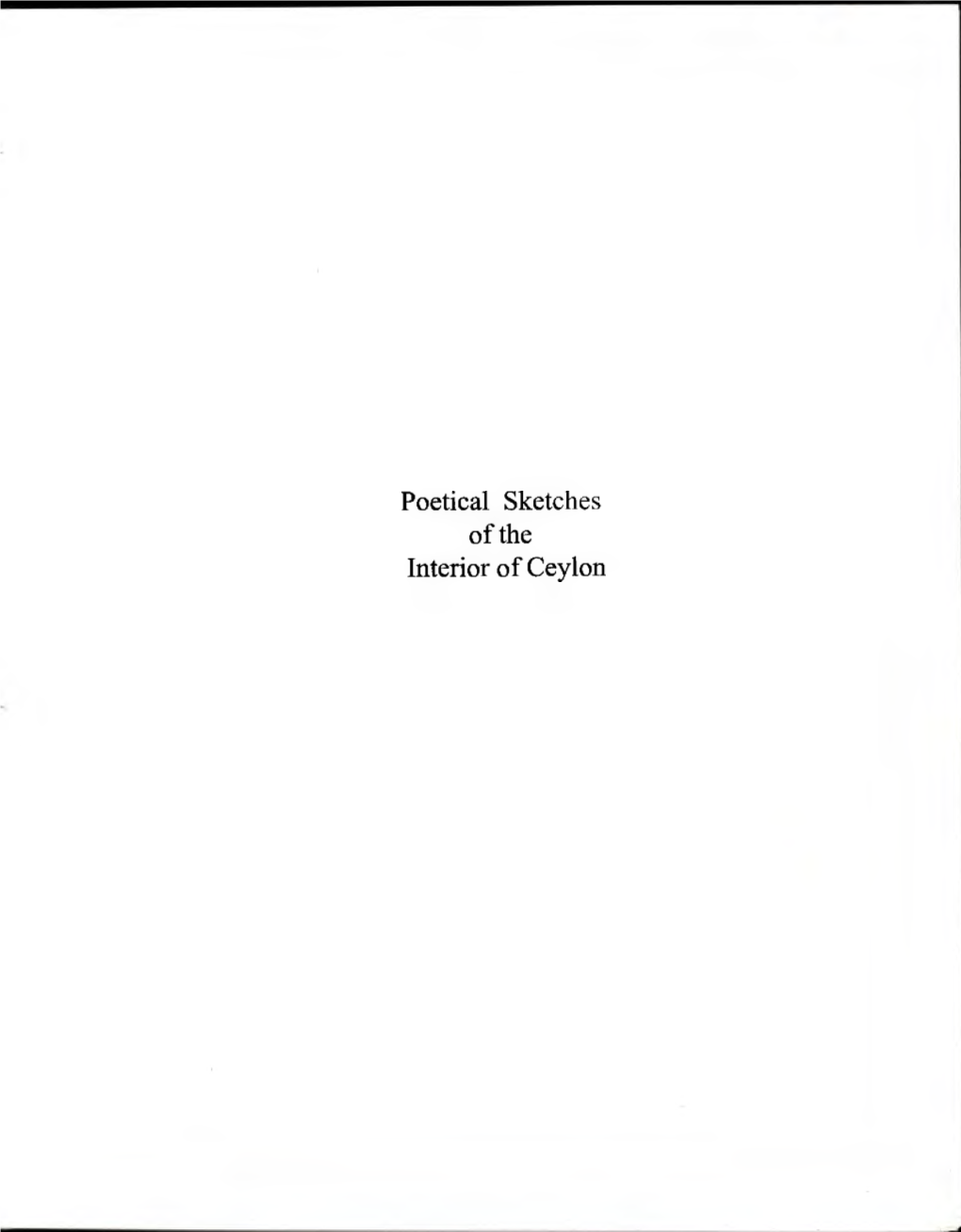Poetical Sketches of the Interior of Ceylon