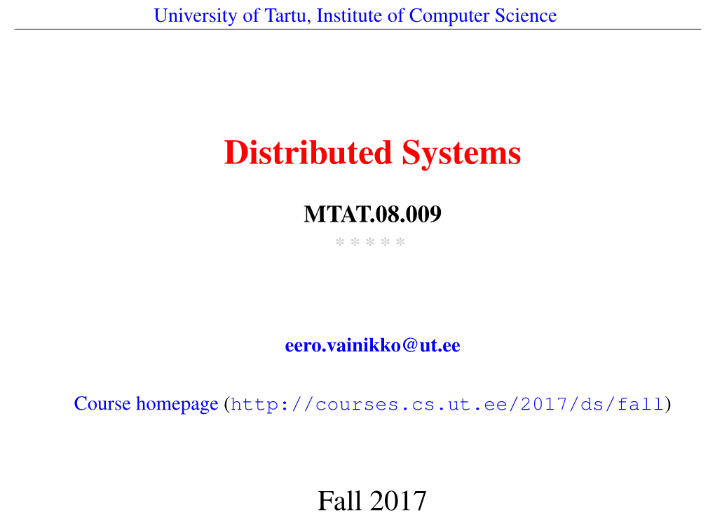 Distributed Systems – Lectures