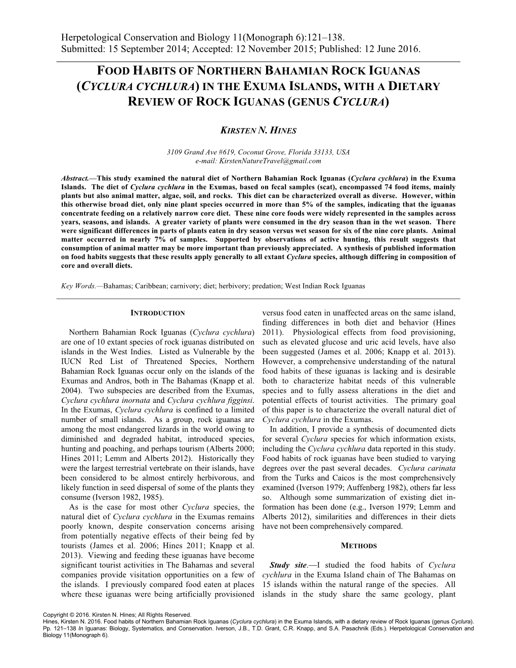 Cyclura Cychlura) in the Exuma Islands, with a Dietary Review of Rock Iguanas (Genus Cyclura)