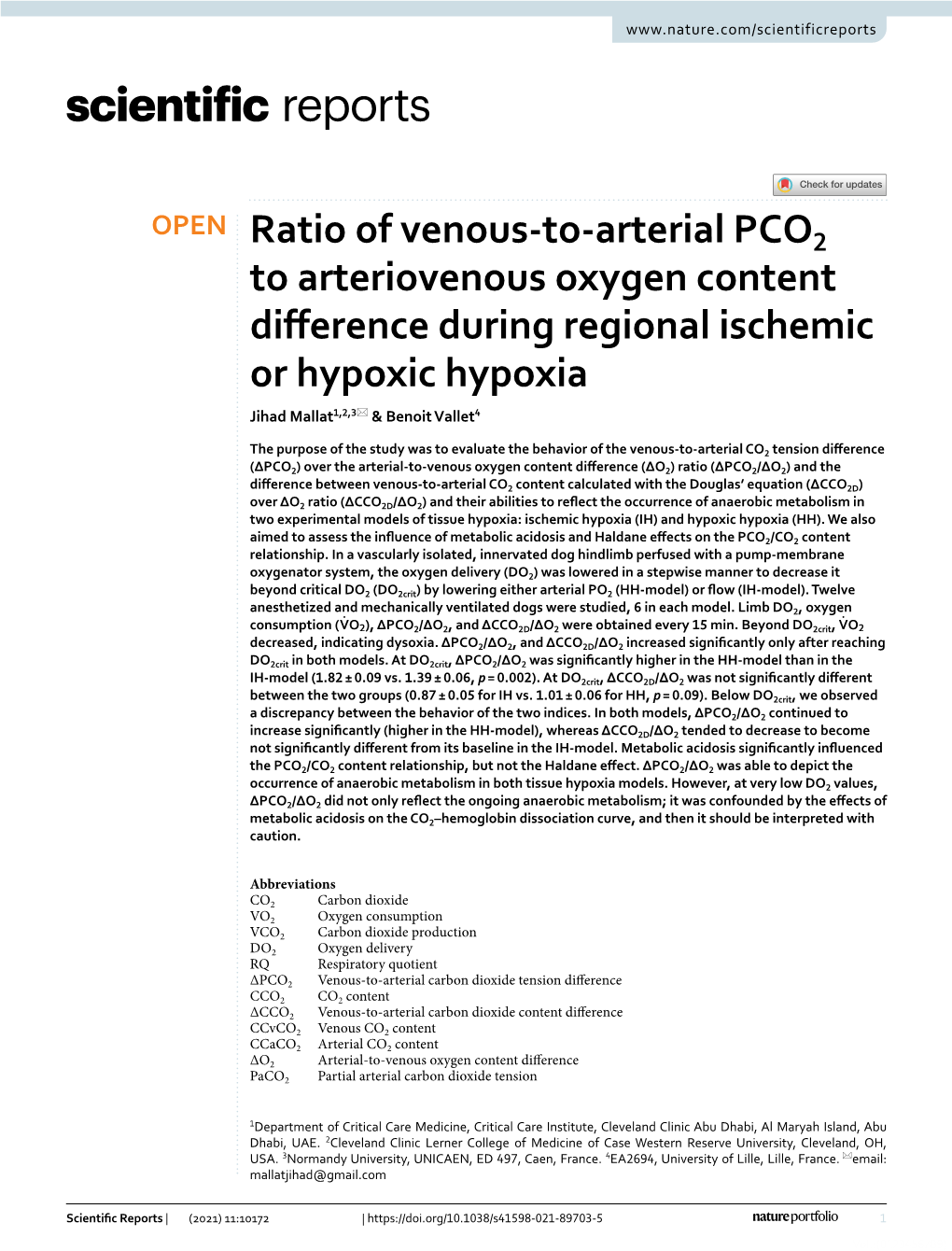 Ratio of Venous-To-Arterial PCO2 to Arteriovenous Oxygen Content