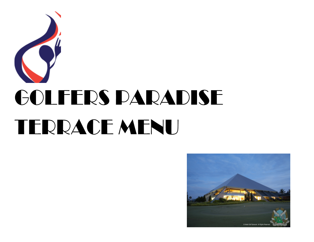 Golfers Paradise Terrace Menu