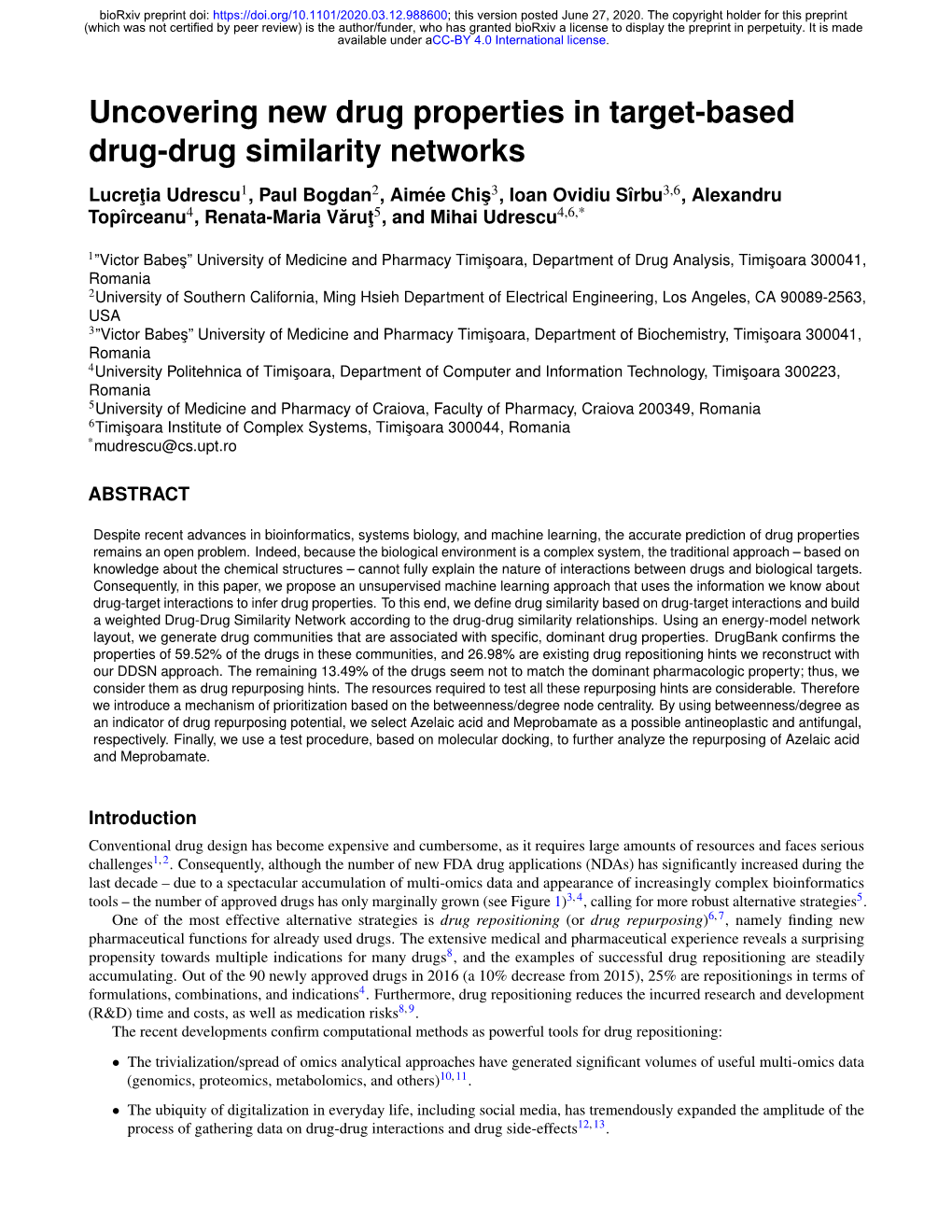 Uncovering New Drug Properties in Target-Based Drug-Drug Similarity Networks