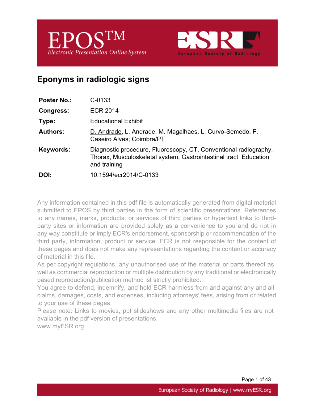 Eponyms in Radiologic Signs