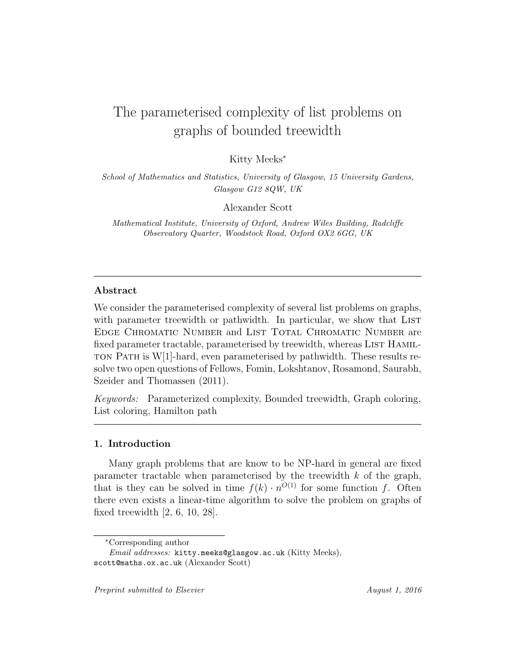 The Parameterised Complexity of List Problems on Graphs of Bounded Treewidth