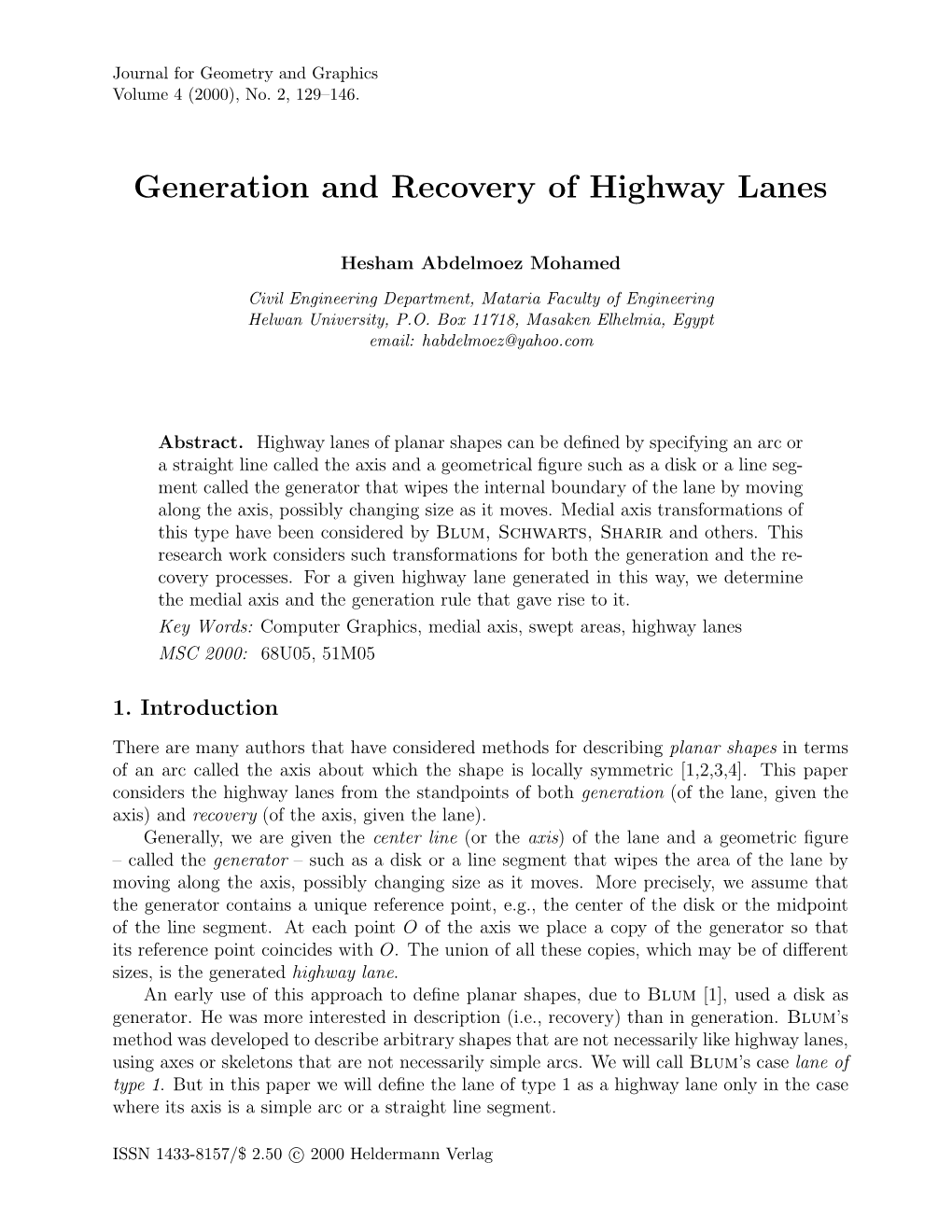 Generation and Recovery of Highway Lanes