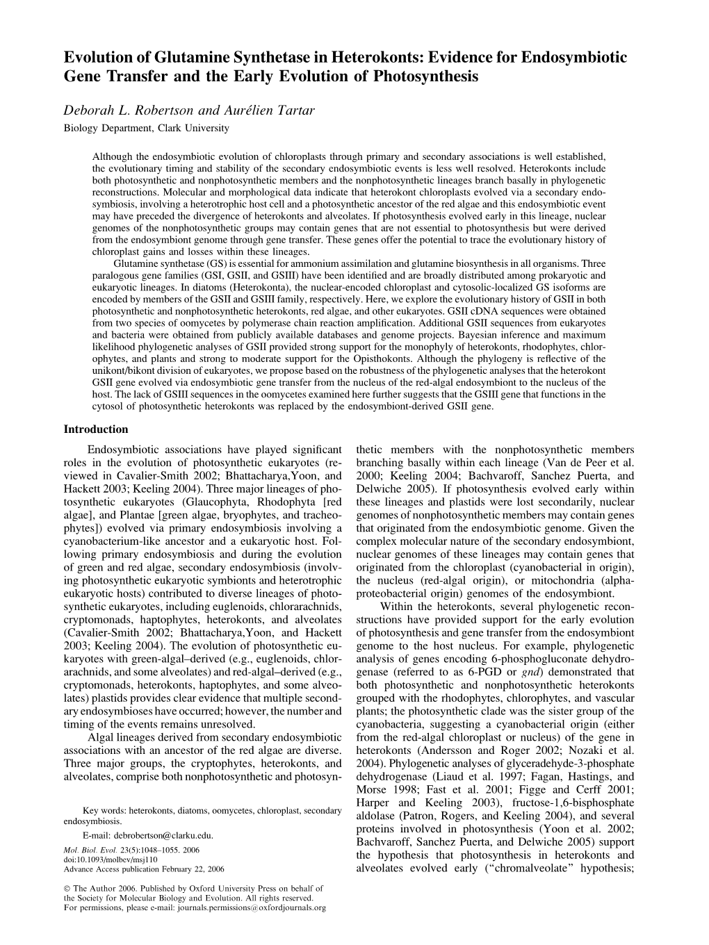 Evidence for Endosymbiotic Gene Transfer and the Early Evolution of Photosynthesis