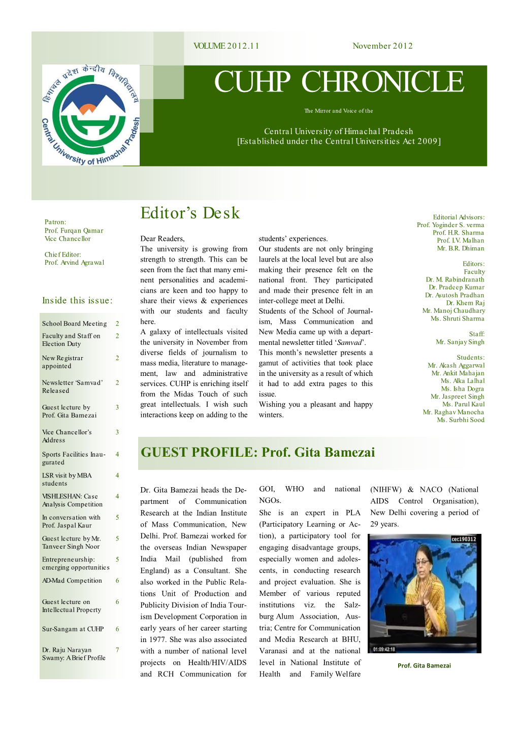 Newsletter Volume 2012.11 Click to View