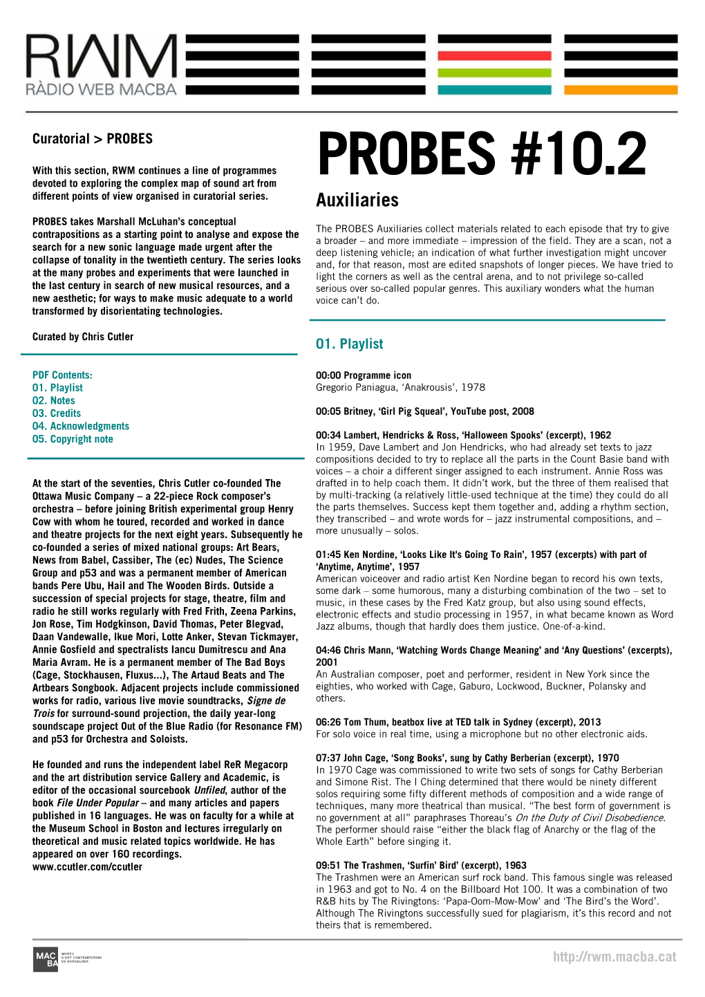 PROBES #10.2 Devoted to Exploring the Complex Map of Sound Art from Different Points of View Organised in Curatorial Series