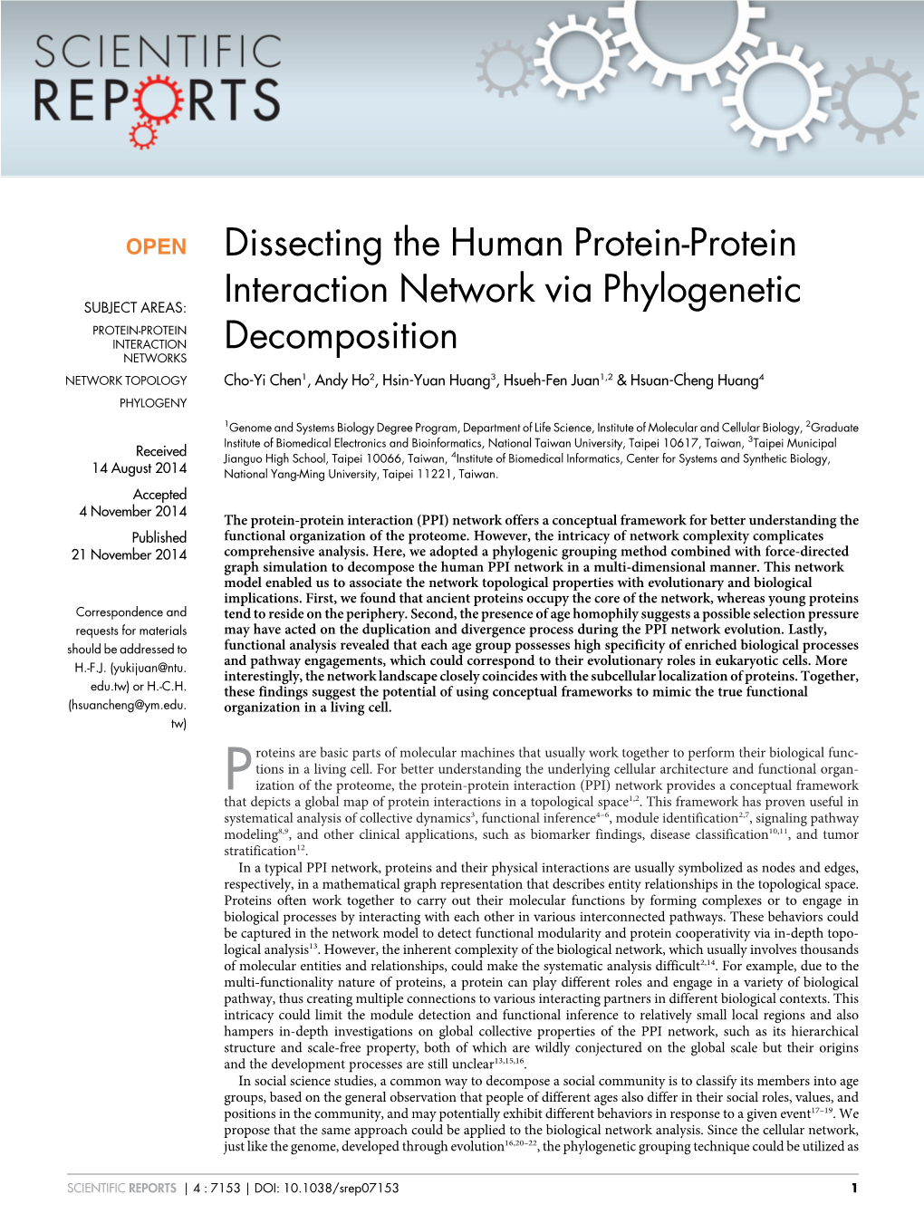 Dissecting the Human Protein-Protein Interaction Network Via