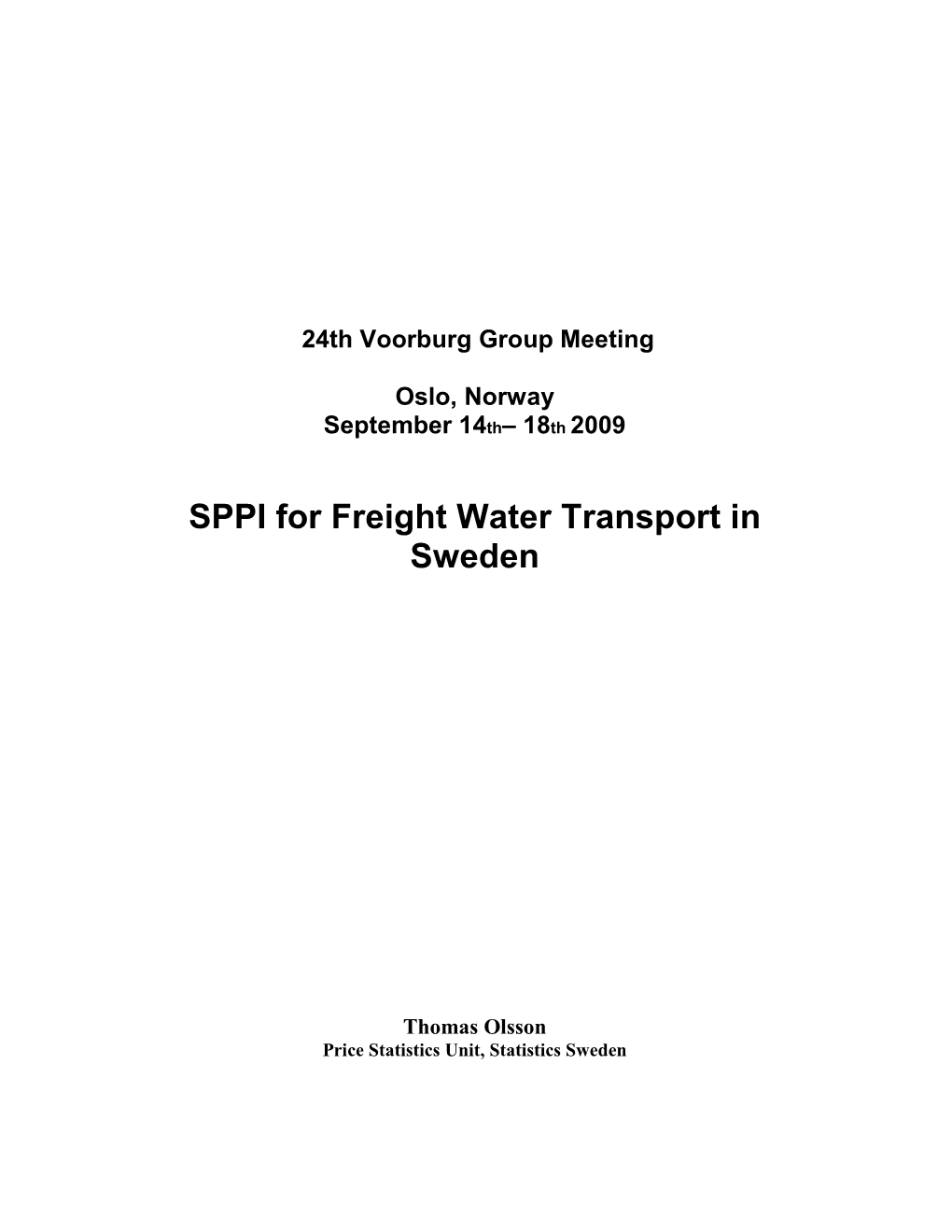 SPPI for Freight Water Transport in Sweden