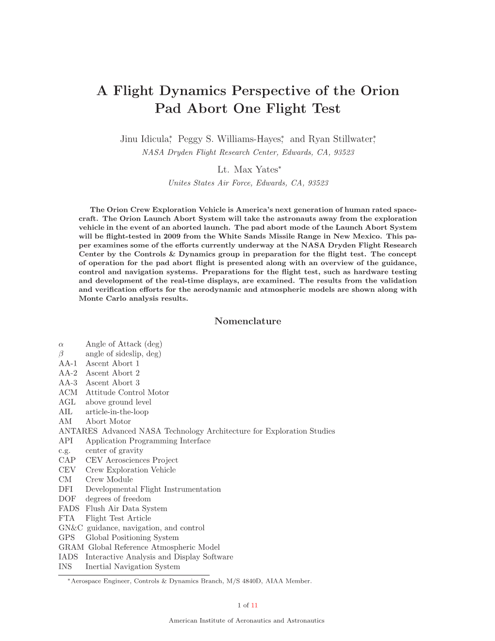 A Flight Dynamics Perspective of the Orion Pad Abort One Flight Test