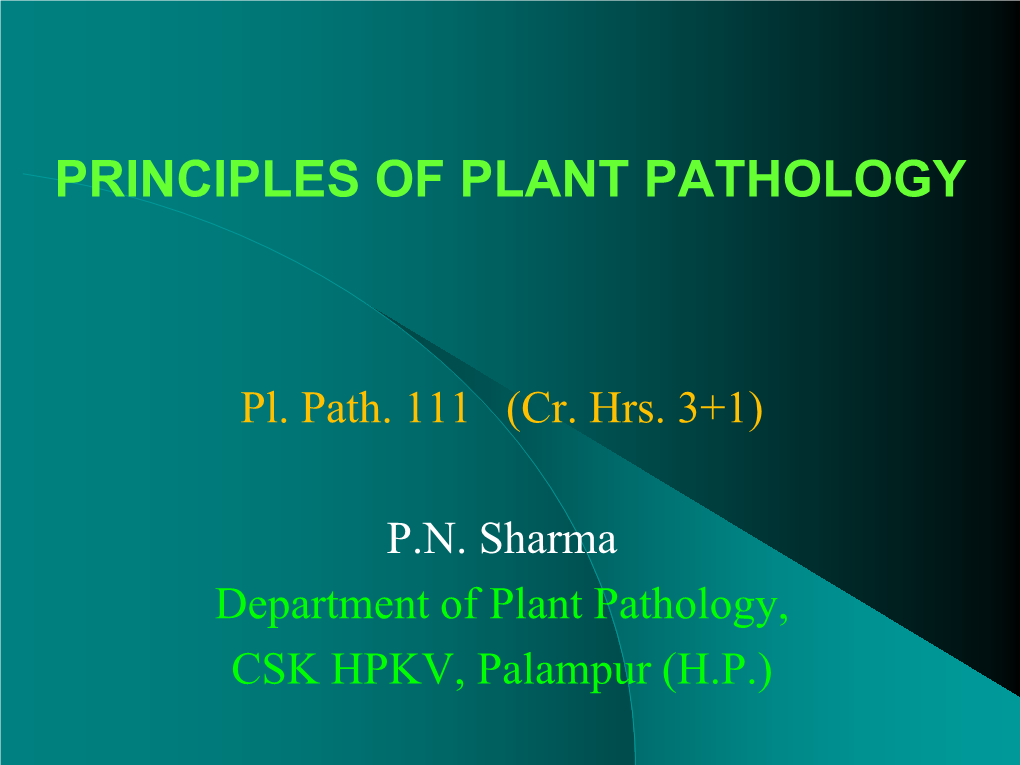 Principles of Plant Pathology