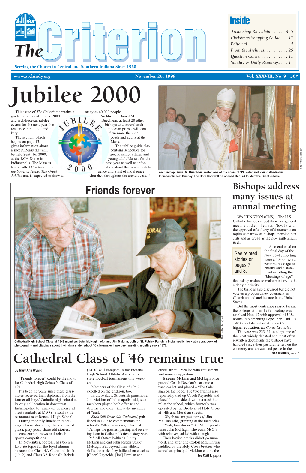 Jubilee 2000 This Issue of the Criterion Contains a Many As 40,000 People