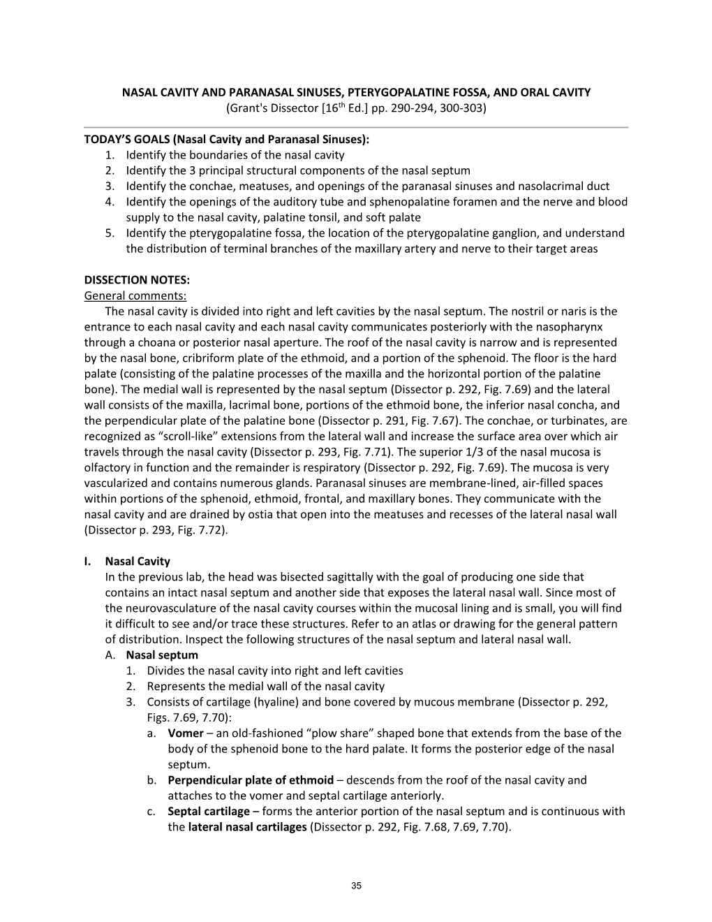NASAL CAVITY and PARANASAL SINUSES, PTERYGOPALATINE FOSSA, and ORAL CAVITY (Grant's Dissector [16Th Ed.] Pp