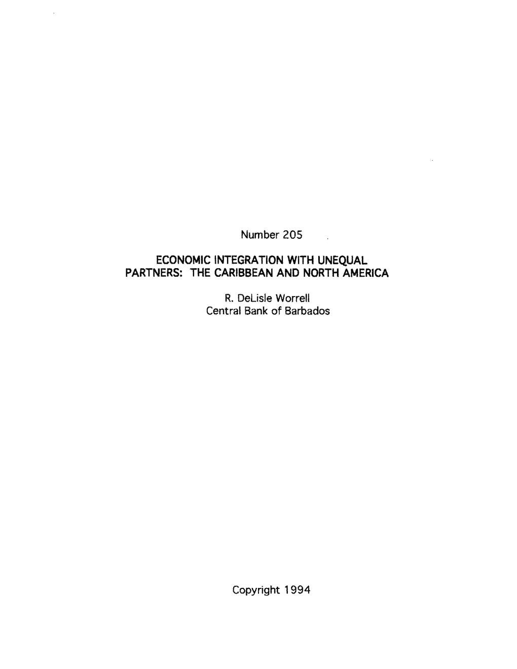 Economic Integration with Unequal Partners: the Caribbean and North America