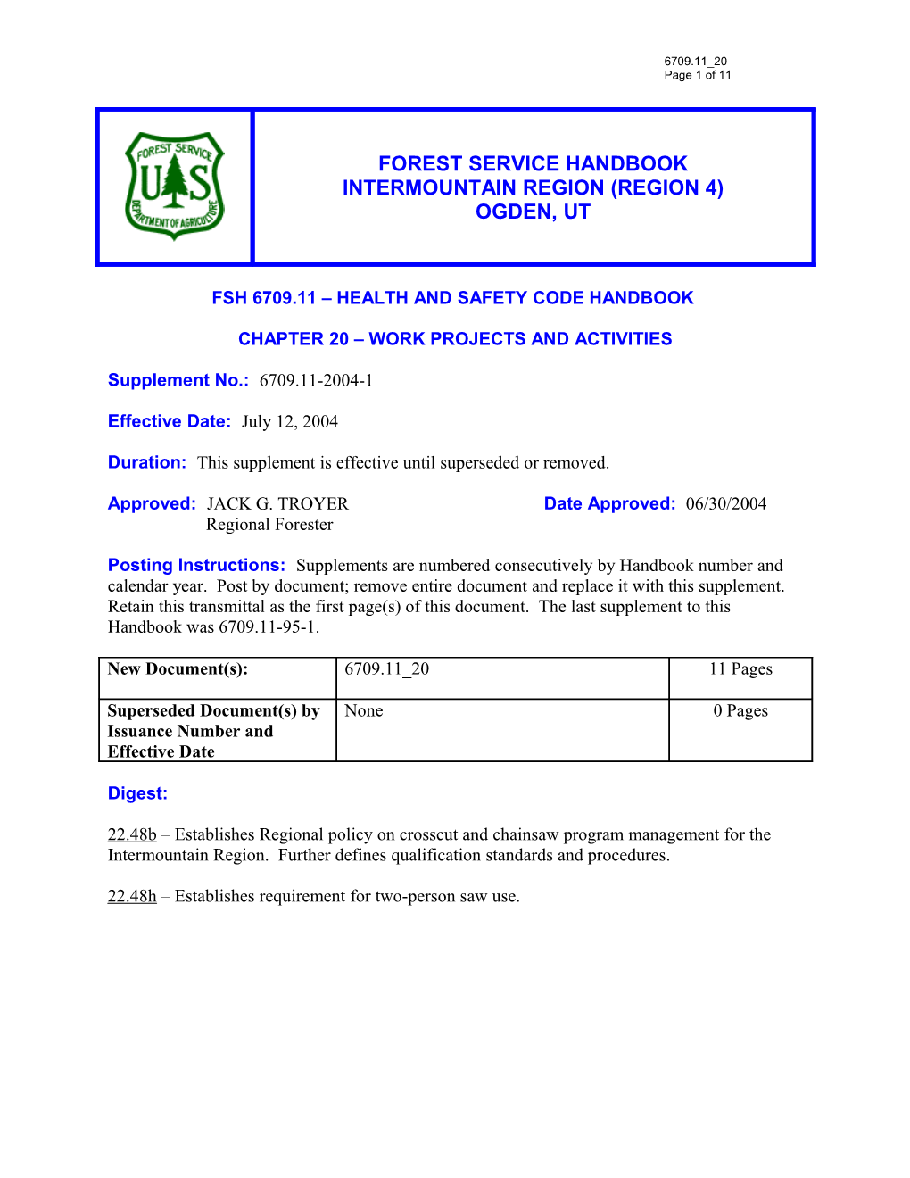 Fsh 6709.11 Health and Safety Code Handbook