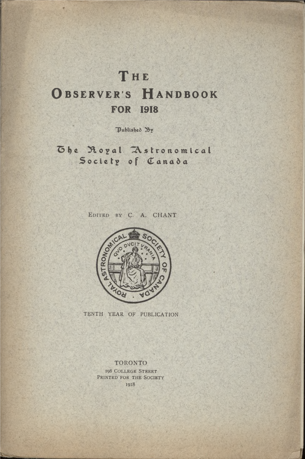 The Observer's Handbook for 1918