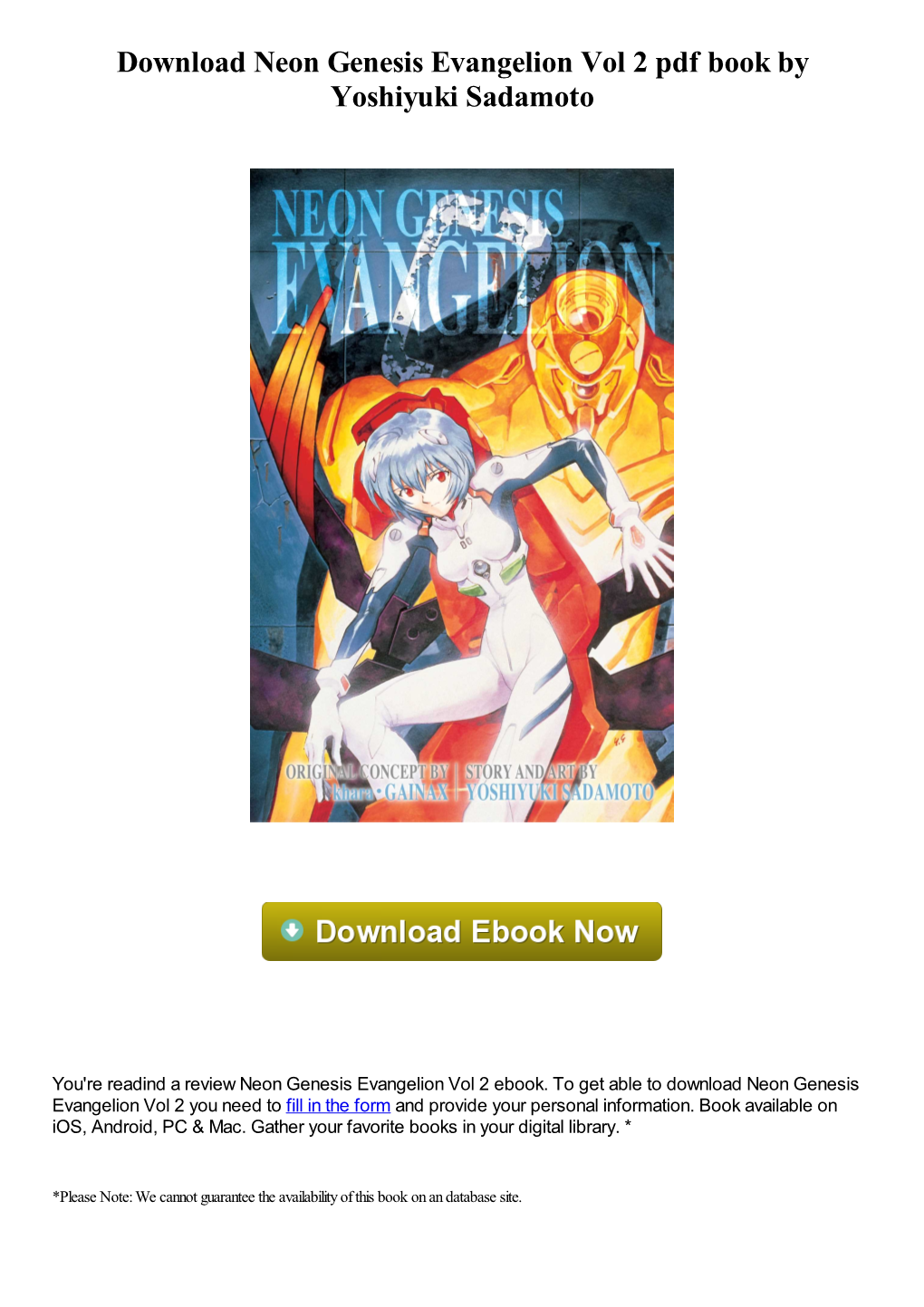 Download Neon Genesis Evangelion Vol 2 Pdf Ebook by Yoshiyuki