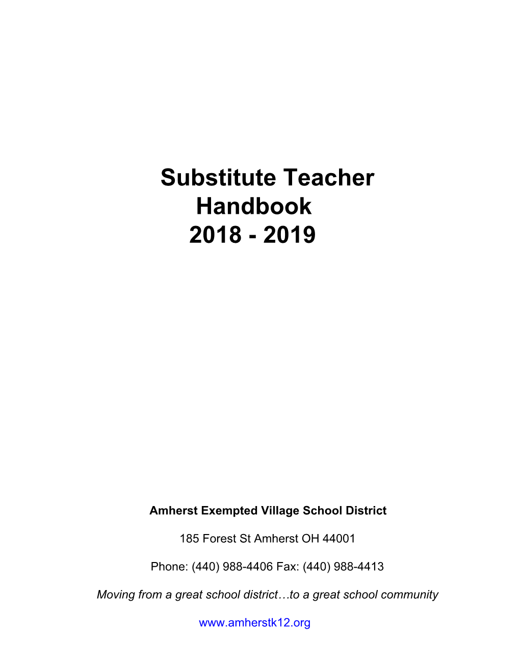 Substitute Teacher Handbook 2018 - 2019